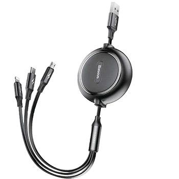 کابل تبدیل USB به microUSB/USB-C /لایتنینگ باسئوس مدل CAMLT-JH01 طول 1.2 متر